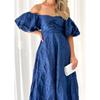Bubble Sleeve Waist Cinching Temperament Dress for Women