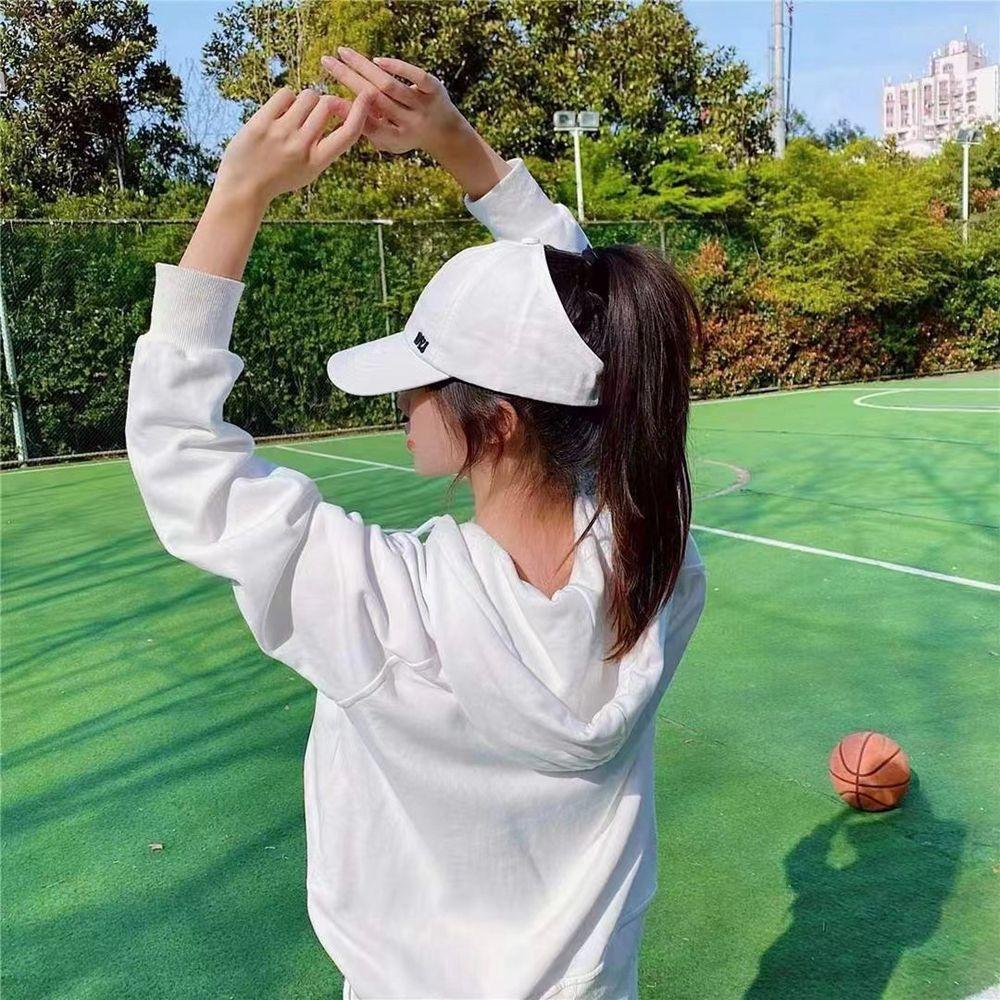 

Empty Top Cap Cotton Tied Ponytail Braid Baseball Cap Korean Style Caps Sun Hat Girl Baseball Hat белый