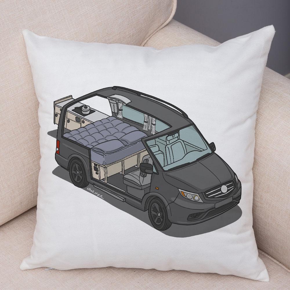 Față de pernă de camping cu desene animate Decorație de călătorie Husă de pernă pentru mașină Față de pernă potrivită pentru canapea acasă camera copiilor