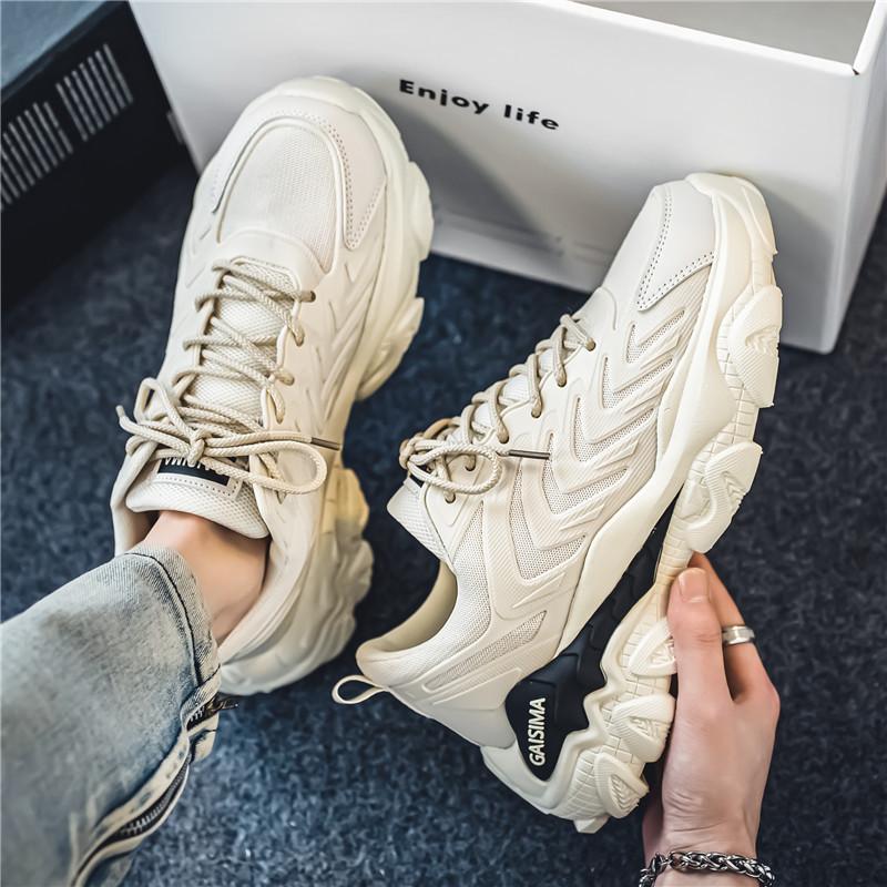 Internet Celebrity Hot Men's Shoes Versatile Casual Sports Teenagers Running Anti Slip Height Increasing White Dad Trendy