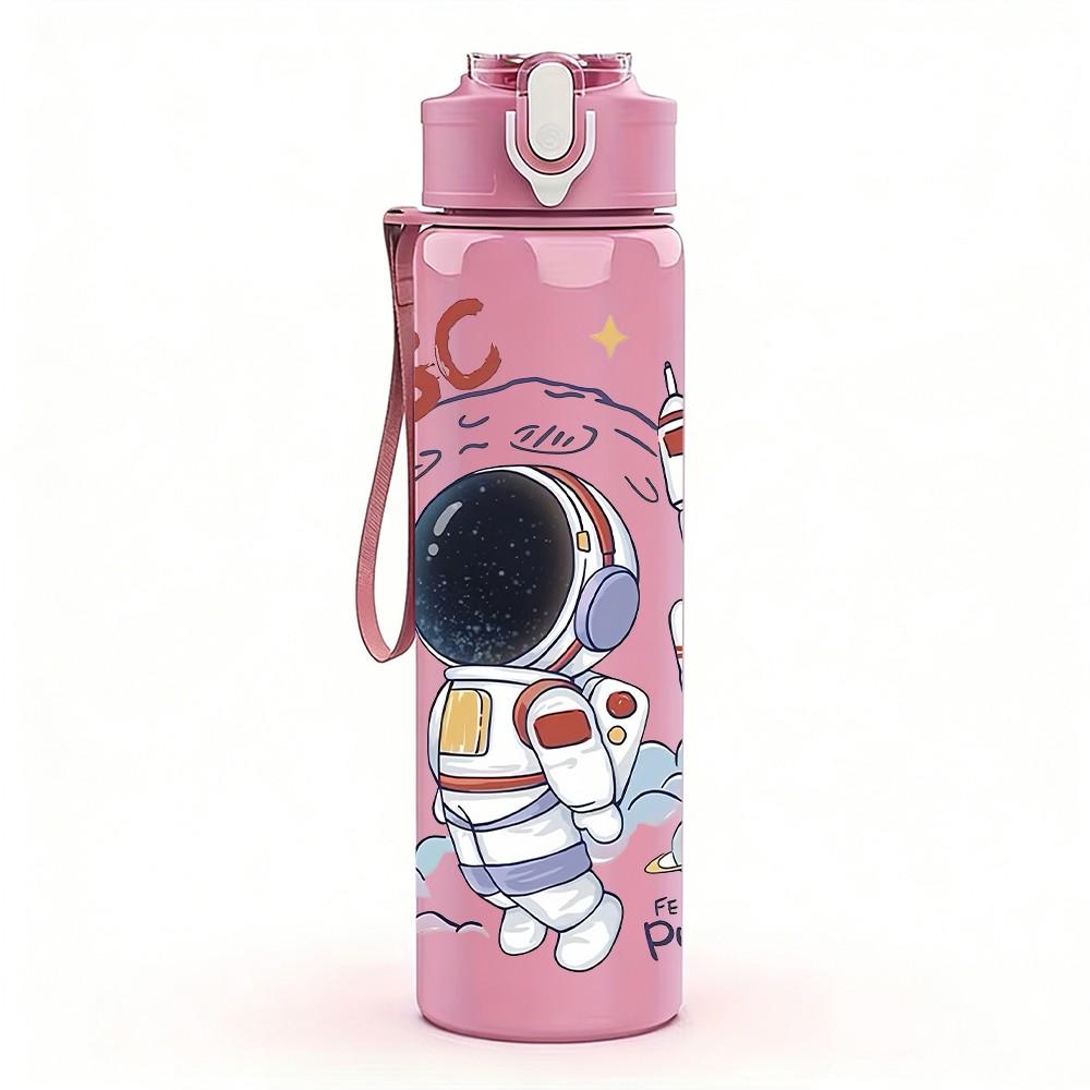 1PC CASC Helmet Astronaut Space Pattern 750ml Color Plastic Sports Water Bottle Leakproof Flip Straw Lid Suitable for Sports Office Home Use