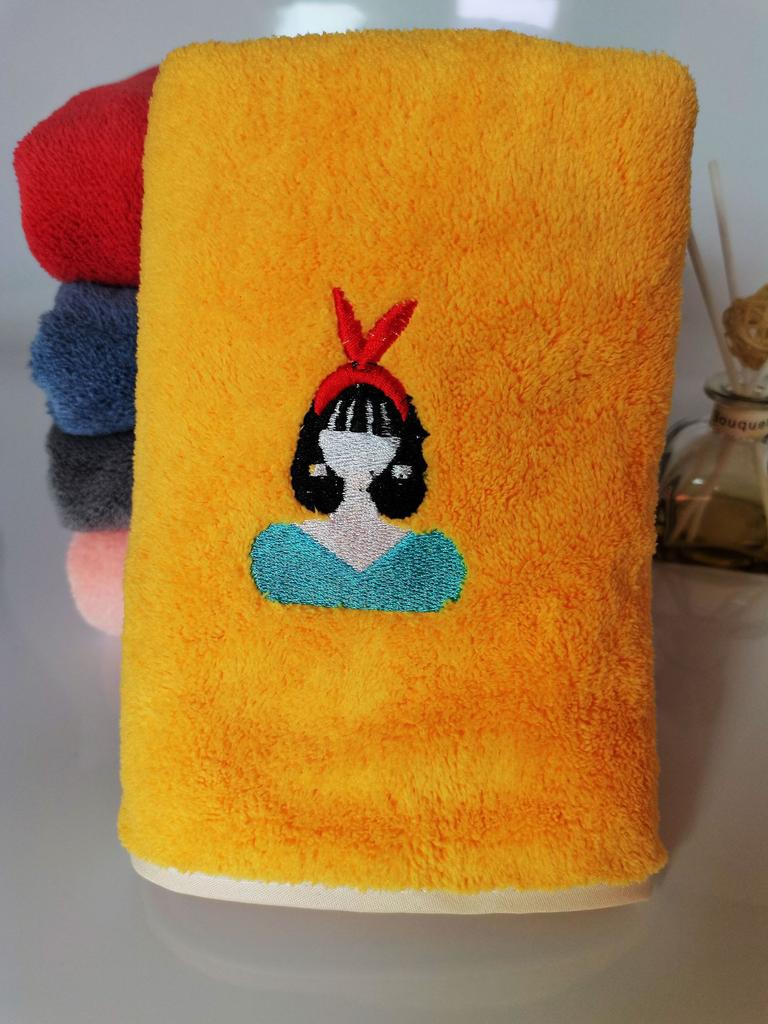Coral fleece embroidered towel set, home daily absorbent face towel, couple towel cover towel