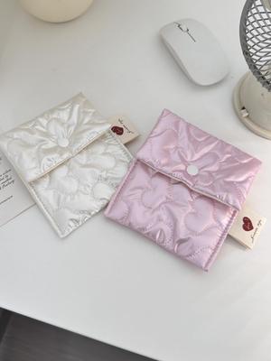 Rosa Herz Multifunktionale Damenbinden- und Münzbörse, Tragbare Aufbewahrungstasche für unterwegs für Schüler