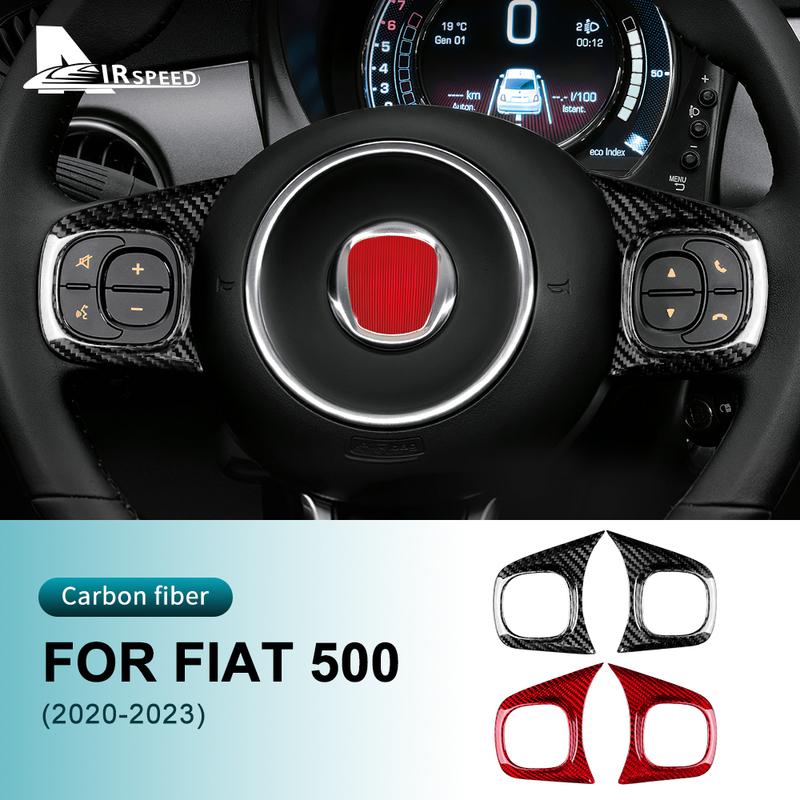 Real Hard Carbon Fiber Car Steering Wheel Button Cover For Fiat 500 Abarth 595 695 Interior Trim Accessories