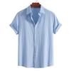Breathable Linen Cotton Blend Short Sleeve Shirts For Men, Plain Solid Color Lightweight Button Up Shirts For Spring Summer Daily