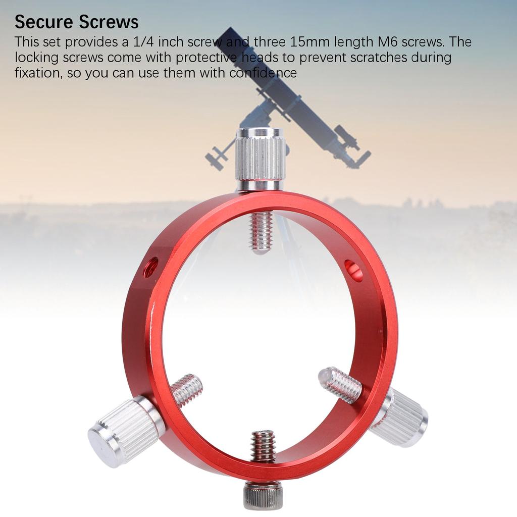 Kovový vodicí dalekohled 6 otvorů 60 mm Celokovový vodicí kroužek se šrouby 1/4 palce a M6 pro 40–60mm Astron