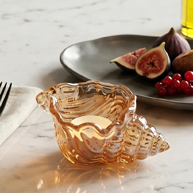 Tealight Candle Holders Glass Votive Candle Holders Conch Candlestick for Wedding Living Room Centerpiece Decorations