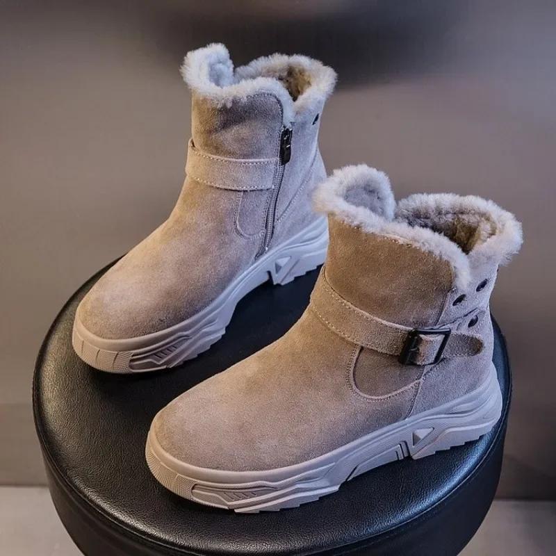 Fashion Boots Women Snow Flat Boots Ladies Platform Shoes Woman Fur Keep Warm Shoes for Women New Solid Winter Shoes Short Botas Mujer