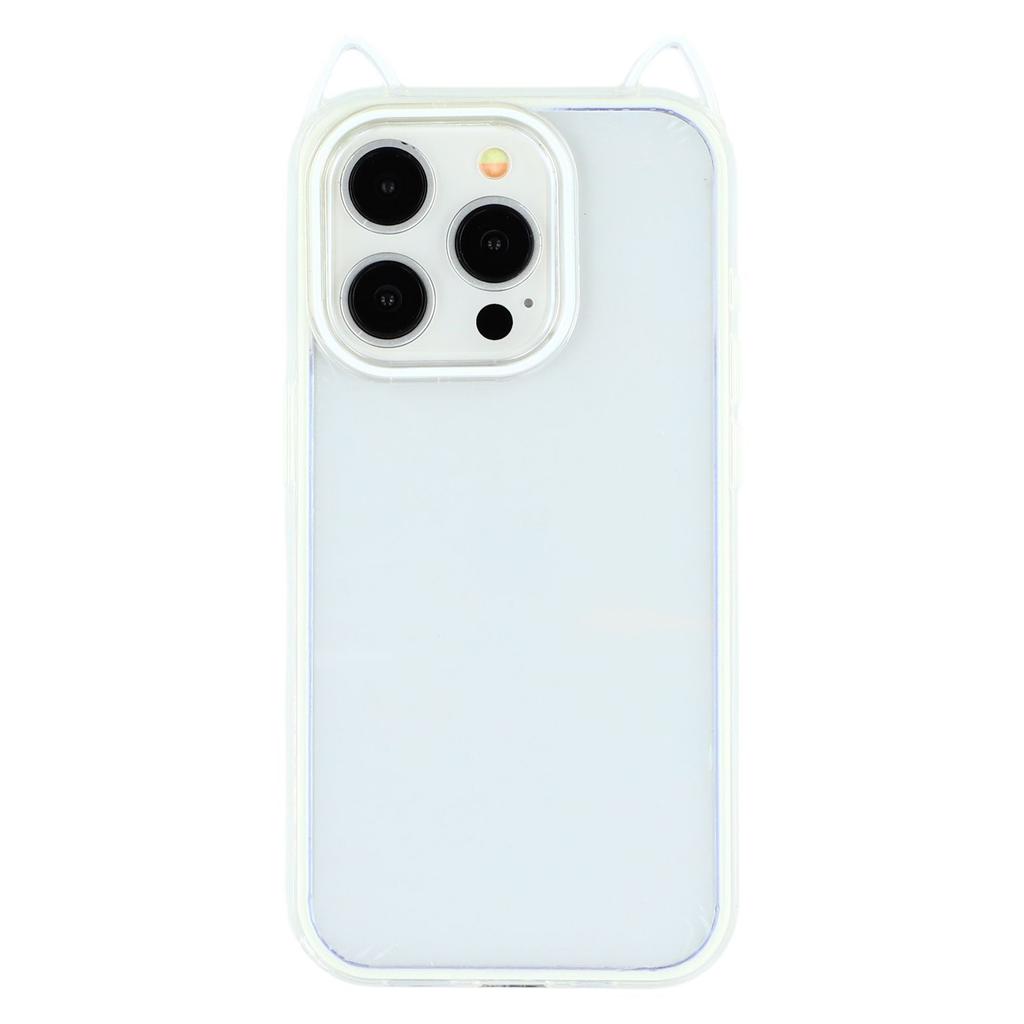 For iPhone 14 Pro Case Cat Ear Design TPU+Acrylic Clear Phone Back Cover