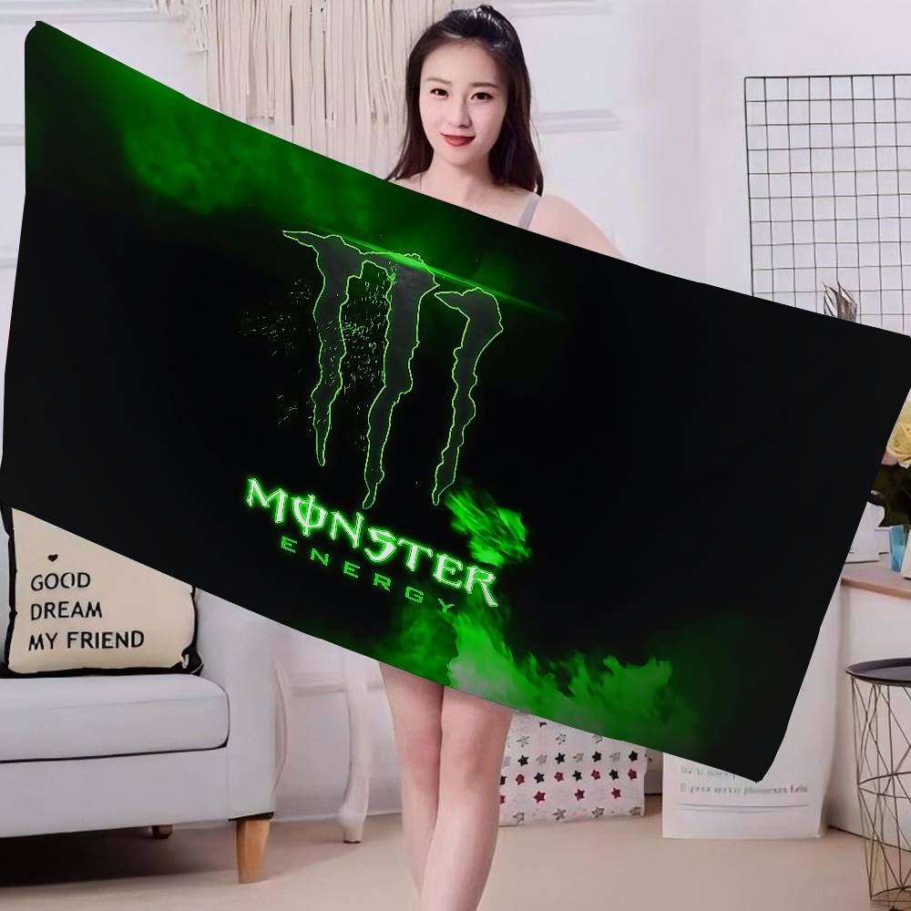 M-MonsterS LOGO Energy Microfiber Blanket Quick Drying Beach Towels Oversized Printing Super Absorbent Pool Towel Blanket