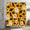 Halloween-themed Shower Curtain with Ghostly Designs Waterproof Fabric for Bathroom Decor