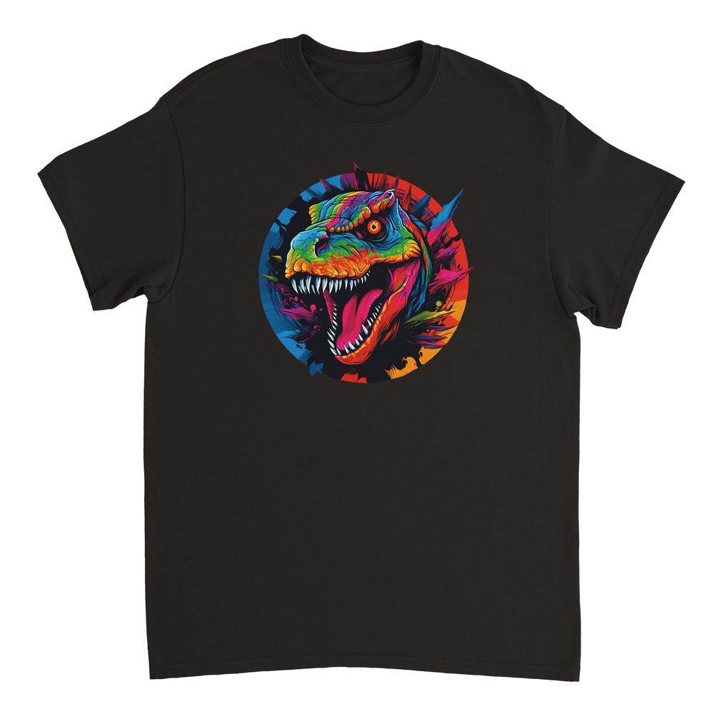 Neon Dinosaur T-Shirt - Heavyweight Cotton, Classic Fit, 100% Cotton Unisex T-Shirt S