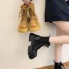 Fashion Block Heel Booties Women's Fashion Round Toe Spliced Suede Front Lace-up Platform Non-Slip Wear-Resistant Single Shoes