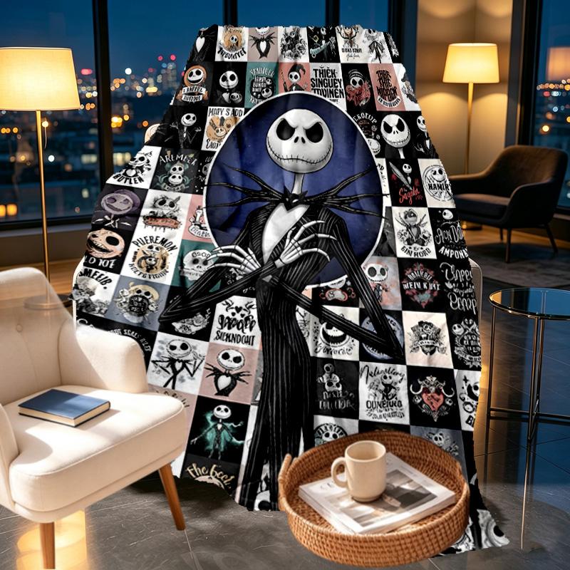 The Nightmare Before Christmas Print Blanket - Soft & Comfortable, for Bedroom, Travel, Sofa, Home Decoration - Birthday Christmas Gift for Friend