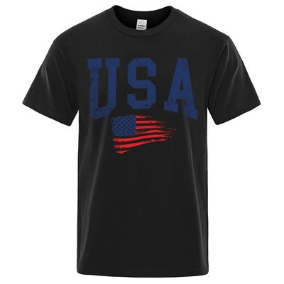 USA Litera Flaga Hip Hop Nadrukowane Męskie Damskie Koszulki Okrągły Dekolt S-XXXL Odzież Luźna Koszulka Uliczna Casualowa Koszulka 80529