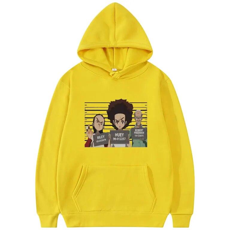 

Забавная толстовка с капюшоном The Boondocks Huey and Riley, унисекс, женские толстовки больших размеров, европейские размеры, толстовка унисекс, толстовки с капюшоном, уличная одежда 4XL