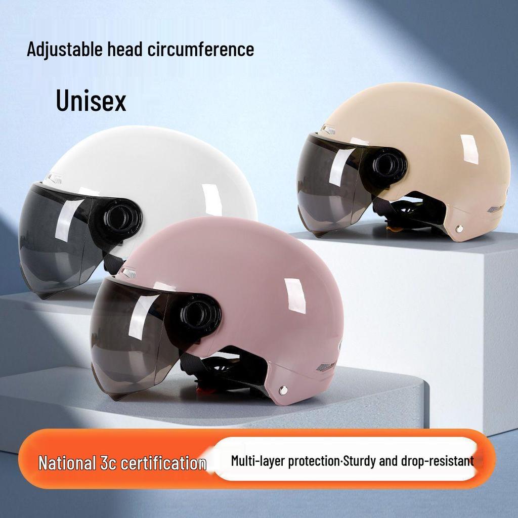 Certified Unisex Electric Vehicle Helmet, All-Season Battery Motorcycle Cap, Summer Half Helmet