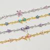 Exquisite Zircon Bow & Flower Pendant Bracelet for Women