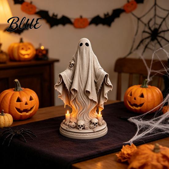 Colorful Ghost Decoration Halloween Figurine Spooky Resin Skulls Statue for Hand-painted Figurine Tiered Tray Home Table Centerpiece Party Supplies