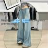Plus-Size Women's Wide-Leg Ice Silk Jeans, Slimming and Loose with Drawstring Waist for Summer