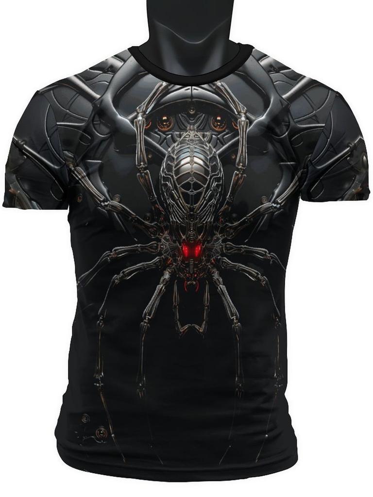 Men's Crew Neck Tee, Spider Pattern, Regular Fit for Outdoor & Beach