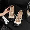 Single Shoes Women's Mary Jane Leather Women's Shoes Autumn and Winter Retro Big Round Head Color Matching Comfortable Thick Heel High Heels