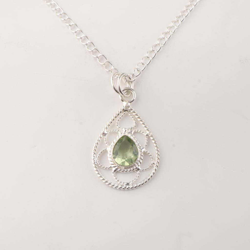Green Amethyst Gemstone 925 Sterling Silver Jewelry Pretty Pendant 1.40" For Birthday Gift PP-19-47