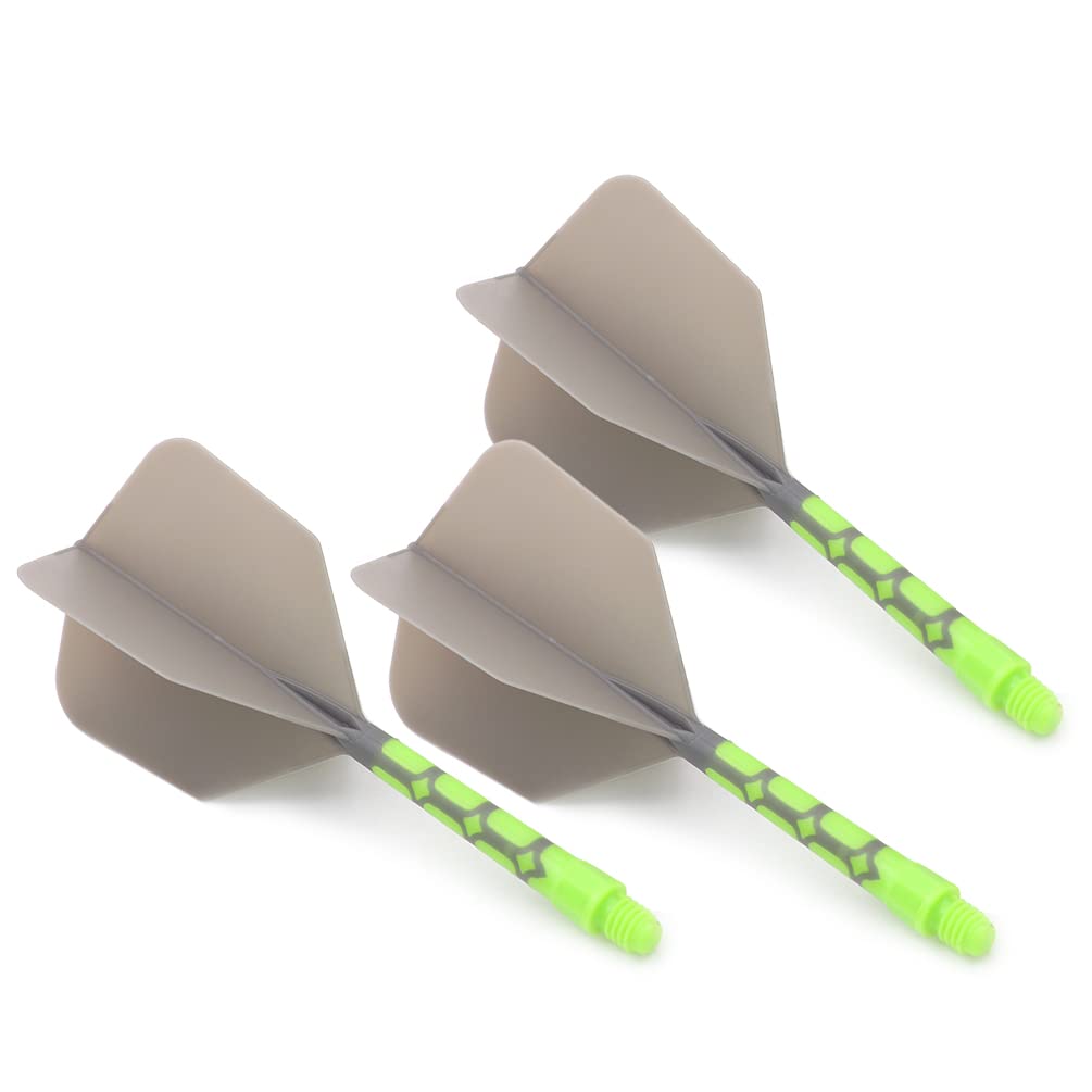 CUESOUL Integrated Dart Flights ROST T19 Big Wing Shape Two Tone Grey Flight Light Green Shaft Large CS-AK5711-3L