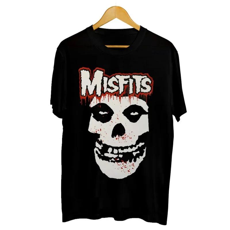 T Shirt Y2K Men's Womens Harajuku Gothic Hip Hop Graphic Printing Cotton Round Neck MISFITS Oversized Tees Short Sleeve Tops