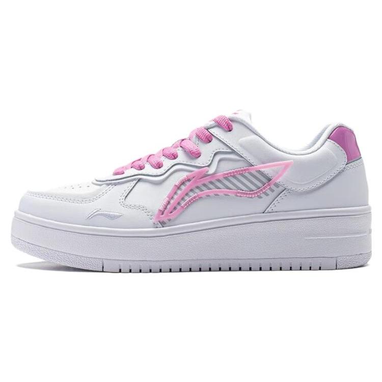 New LiNing Rise The Phoenix Slip Resistant Low Top Skateboard Shoes Women's White Pink AGCT380-3