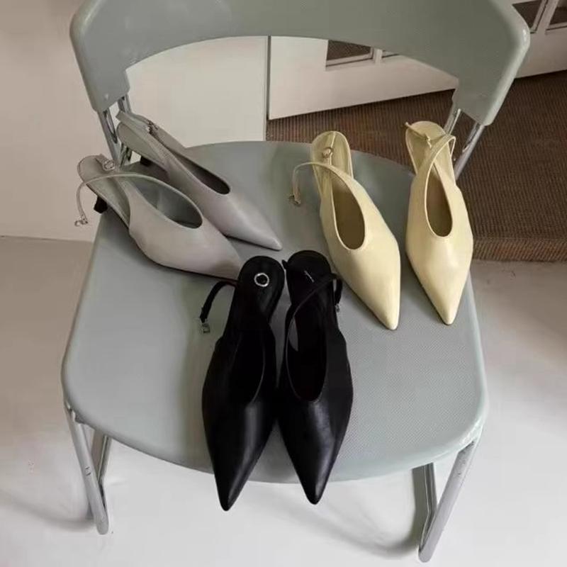 Fashion SUOJIALUN 2025 Summer New Brand Women Sandal Fashion Pointed Toe Shallow Ladies Elegant Slingback Shoes Thin Med Heel Pumps