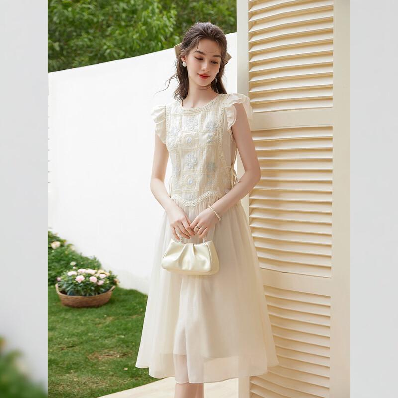 French Style Floral Flutter Sleeve Maxi Dress L