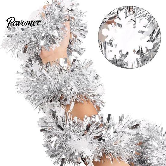 Gift Wrapping Ribbon Christmas Snowflake Tinsel Garland, 200cm Light Blue Purple Foil Wired Ribbons Strip for Tree Staircase Window, Holiday