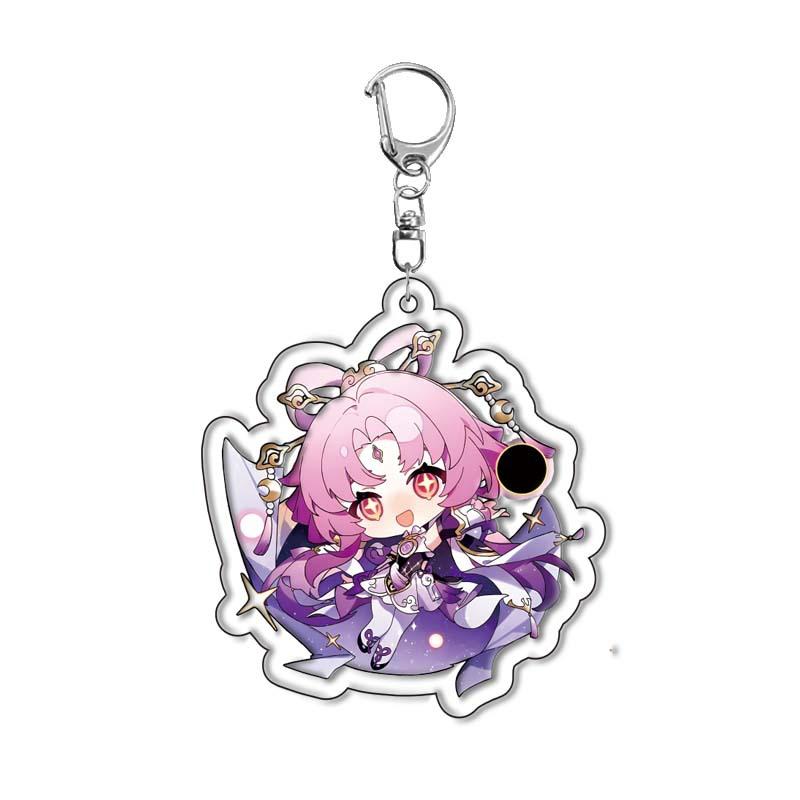 6CM Honkai Star Rail Anime Game Keychain Double-sided Cartoon Figure Lunae Blade Key Ring for Women Car Bag Phone Pendant Gifts