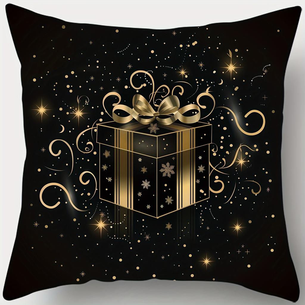 1pc/4pcs Christmas Themed Pillowcases: Snowman, Deer, Christmas Tree & Gift Designs Sofa Room Decoration Holiday Home Decoration