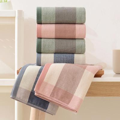 Japanese Minimalist Plaid Gauze Towels, Home Fabric Towels, Couples' Facial Towels, Adult Facial Towels, Bath Towels