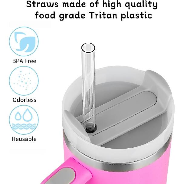 Replacement Straws for Stanley 40 oz 30 oz Tumbler,6 Pack Reble Plastic Straws,Compatible Accessories Drinking for Stanley and More, BPA