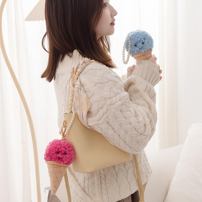 Cartoon Creative Dopamine Cone Ice Cream Plush Doll Pendant Doll Bag Hanging Ice Cream Keychain