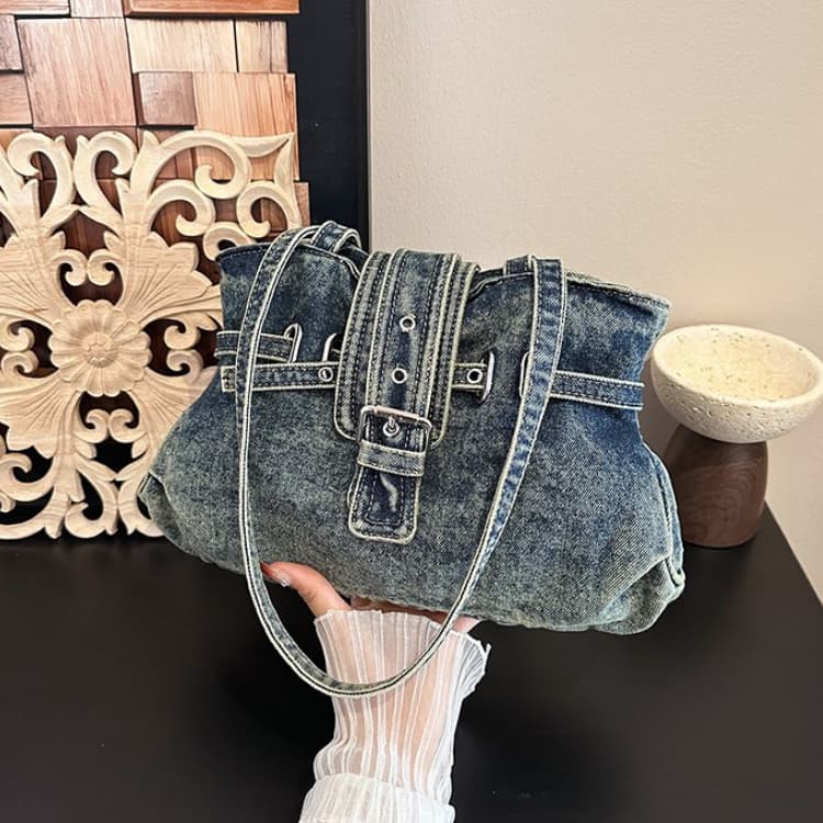 Retro gewaschene alte Denim Achseltasche Damen Umhängetasche