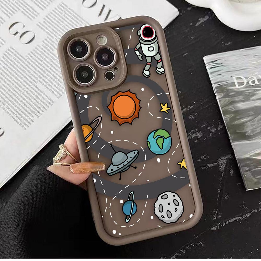 Astronauts Space Stars Planets Phone Case For iPhone Apple 17 AIR 16 16E 11 12 13 14 15 XR Plus Pro Max DIY Shockproof Cover