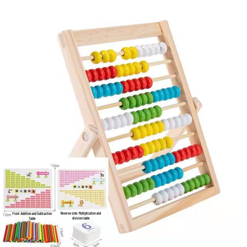 10-Row Wooden Abacus for Elementary School Math: Early Childhood Addition, Subtraction, and Counting Teaching Aid.