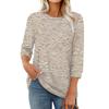 Women's Fashion Casual Round Neck 3/4 Sleeve Loose  Printed T-Shirt Ladies Top