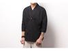 Men's Chinese Cotton-Linen V-Neck Retro Hanfu T-Shirt, Summer Three-Quarter Sleeve, Loose Plus Size
