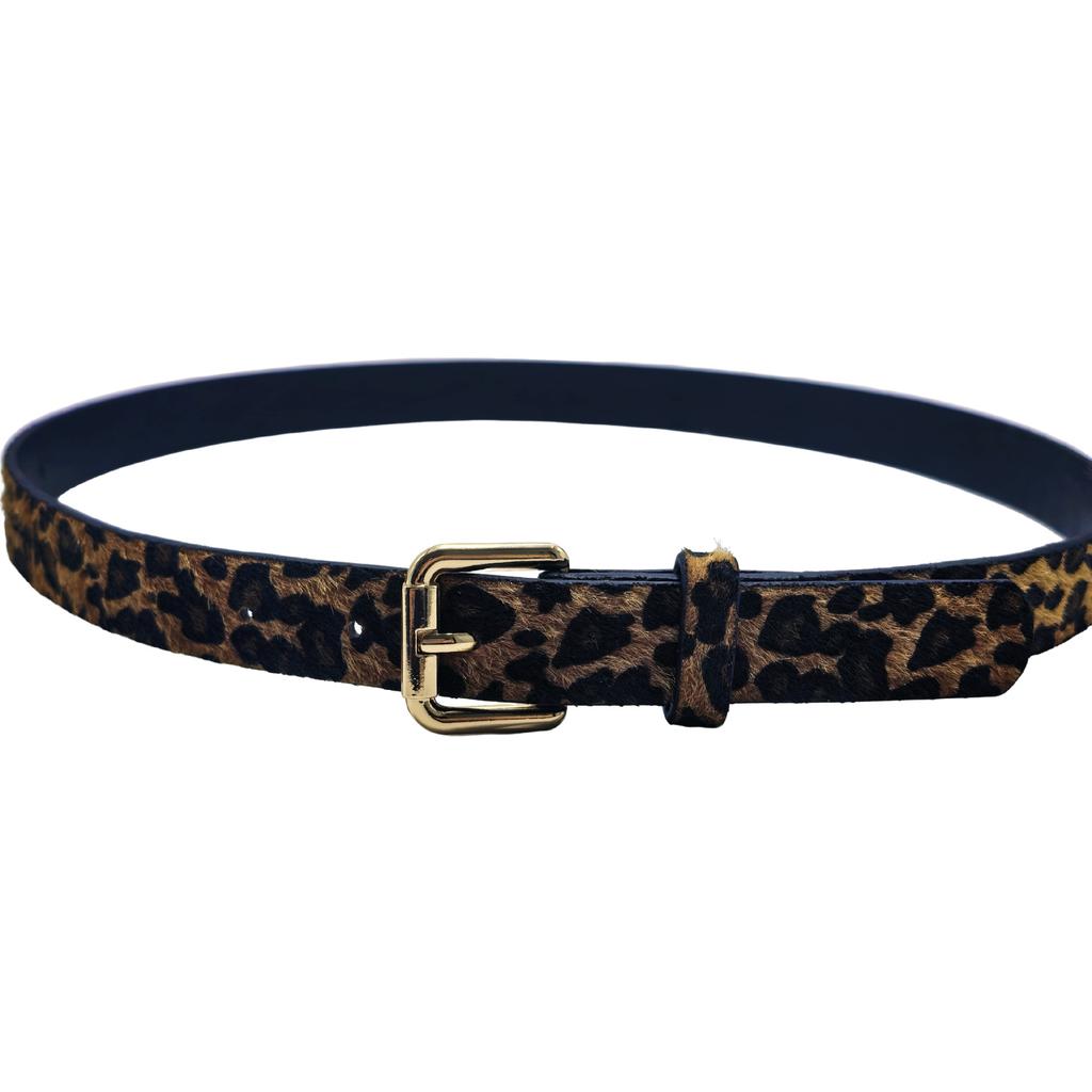 Retro thin belt women's versatile needle buckle small belt decoration simple summer leopard print belt spot needle belt