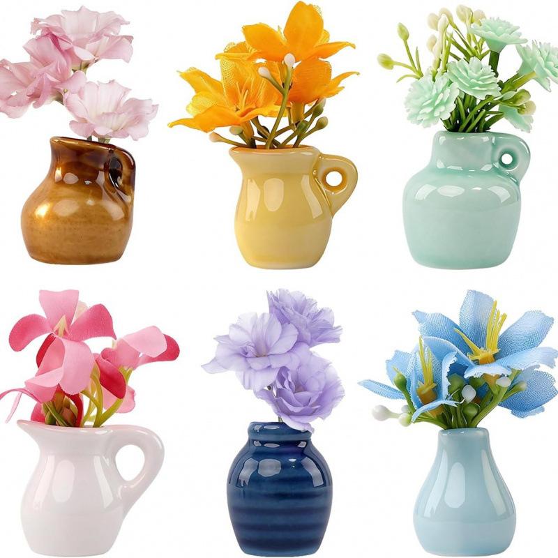Magnetic Mini Ceramic Vase Ins Style Creative Fridge Decoration Glass Vase Home Desktop Ornament Simple Gift