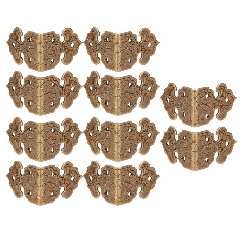 10sets Brackets Copper Corner Protector Vintage Bronze Box Corner Protector Brass Furniture Corner Protection Cabinets