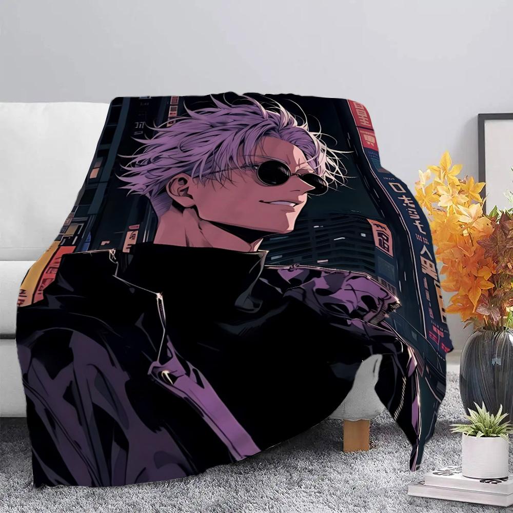 Anime Jujutsu Kaisen  Printed Picnic Blankets Warm Blanket Gojo Satoru Soft and Comfortable Blanket Home Travel Birthday Gift