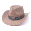 New Adjustment Soft Denim Straw Hat Ethnic Style Big Brim Top Hat Men's and Women's Outdoor Sun Hat