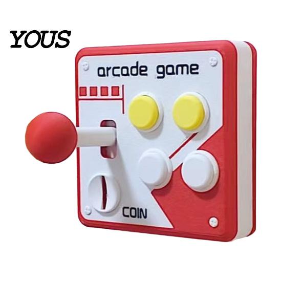 Arcade Game Panel Decor Switch Wall Decoration, Retro Control with Movable 90s Rocker, Mount for E-Sports Room Buttons