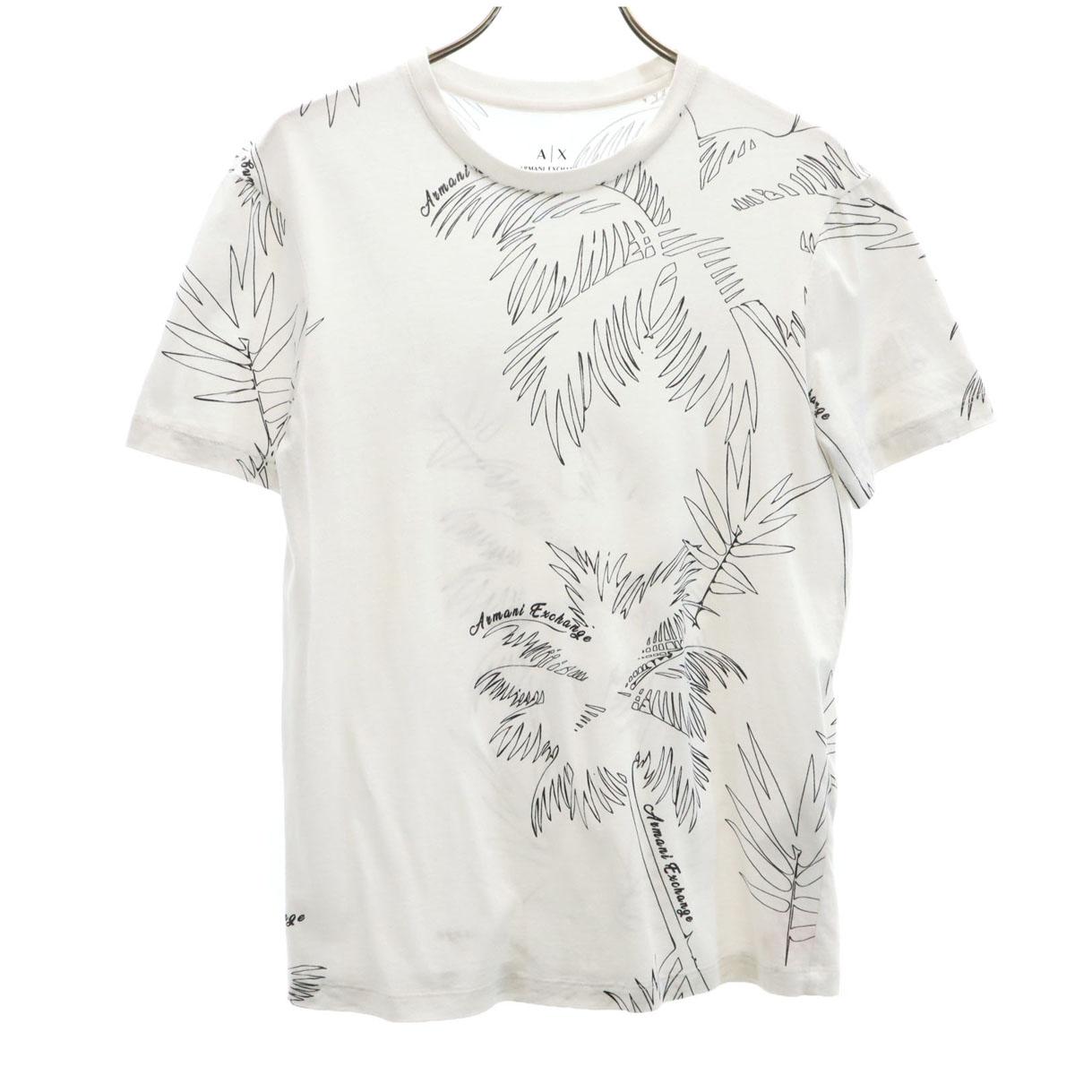 

ARMANI EXCHANGE palm tree pattern Short sleeve T-shirt XS white Men s Used